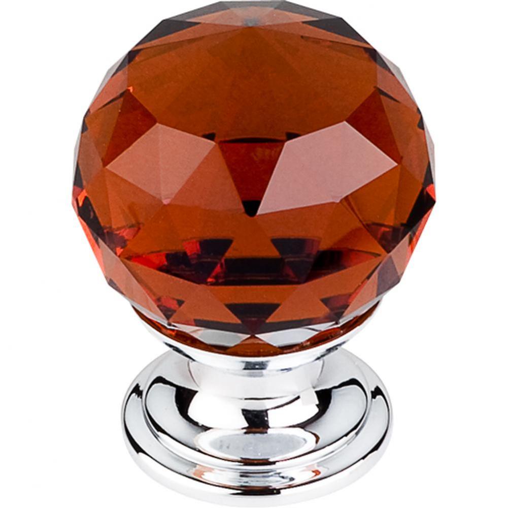 Wine Crystal Knob 1 1/8 Inch Polished Chrome Base