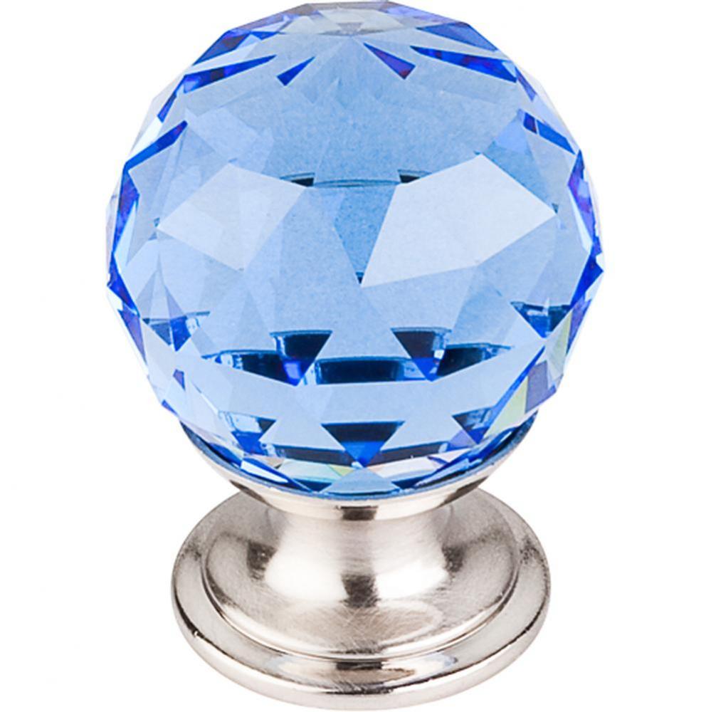 Blue Crystal Knob 1 1/8 Inch Brushed Satin Nickel Base