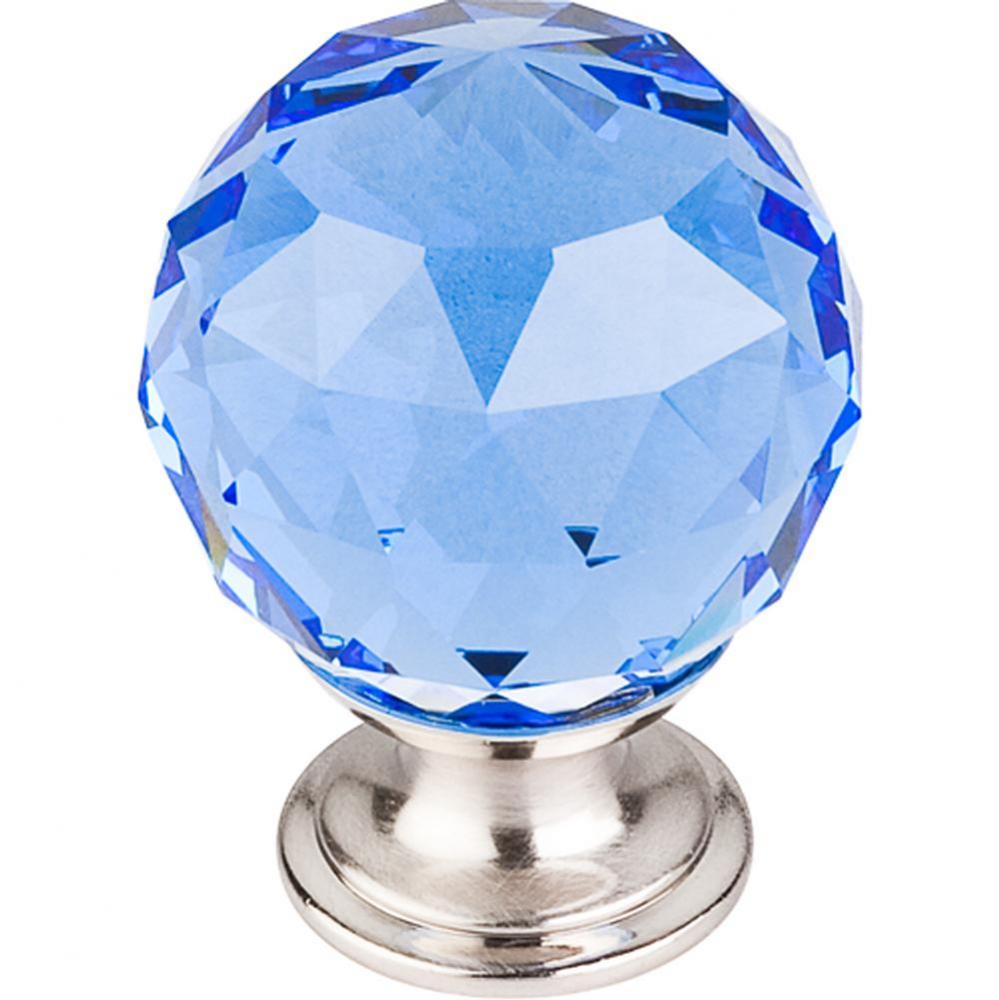 Blue Crystal Knob 1 3/8 Inch Brushed Satin Nickel Base