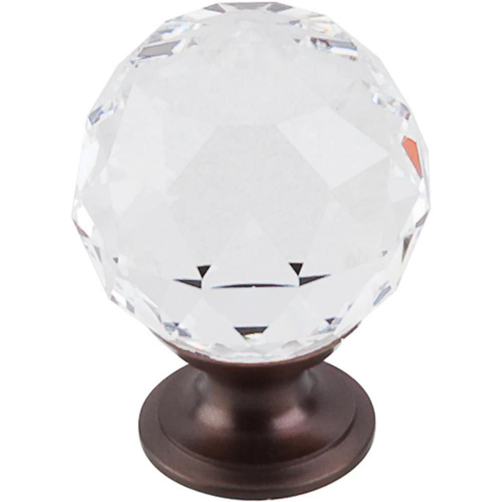 Clear Crystal Knob 1 3/8 Inch Oil Rubbed Bronze Base