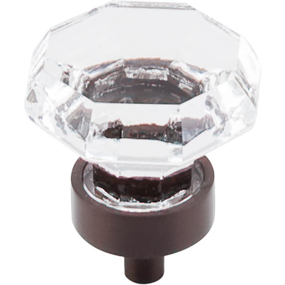 Clear Octagon Crystal Knob 1 3/8 Inch Oil Rubbed Bronze Base