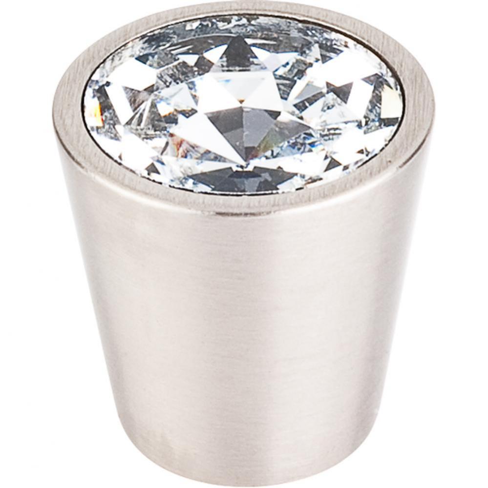 Clear Crystal Center Knob 1 1/16 Inch Brushed Satin Nickel Shell