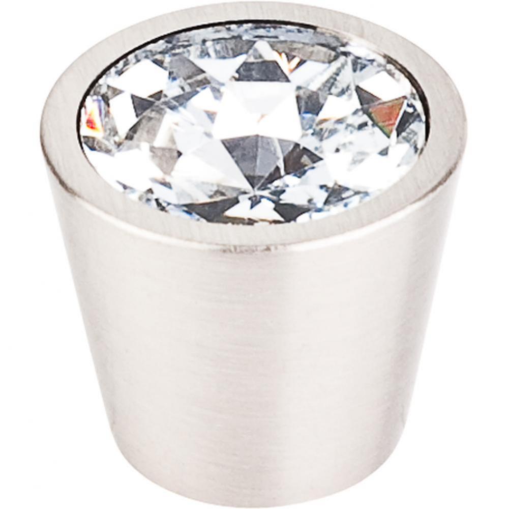 Clear Crystal Center Knob 13/16 Inch Brushed Satin Nickel Shell