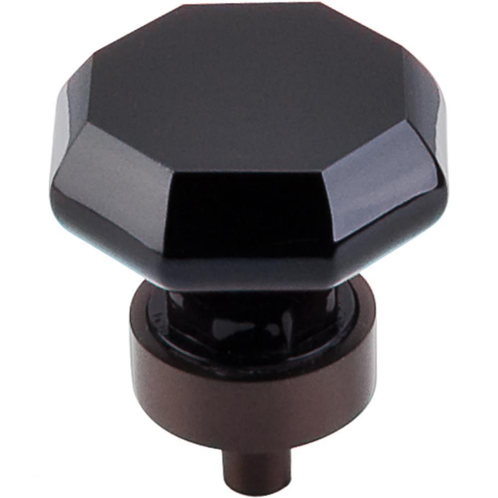 Black Octagon Crystal Knob 1 3/8 Inch Oil Rubbed Bronze Base