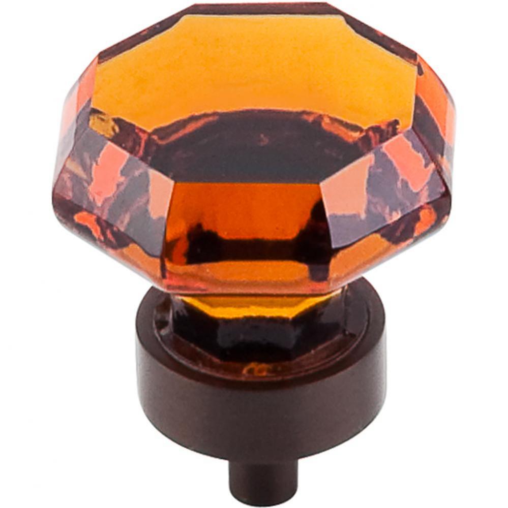 Wine Octagon Crystal Knob 1 3/8 Inch Oil Rubbed Bronze Base