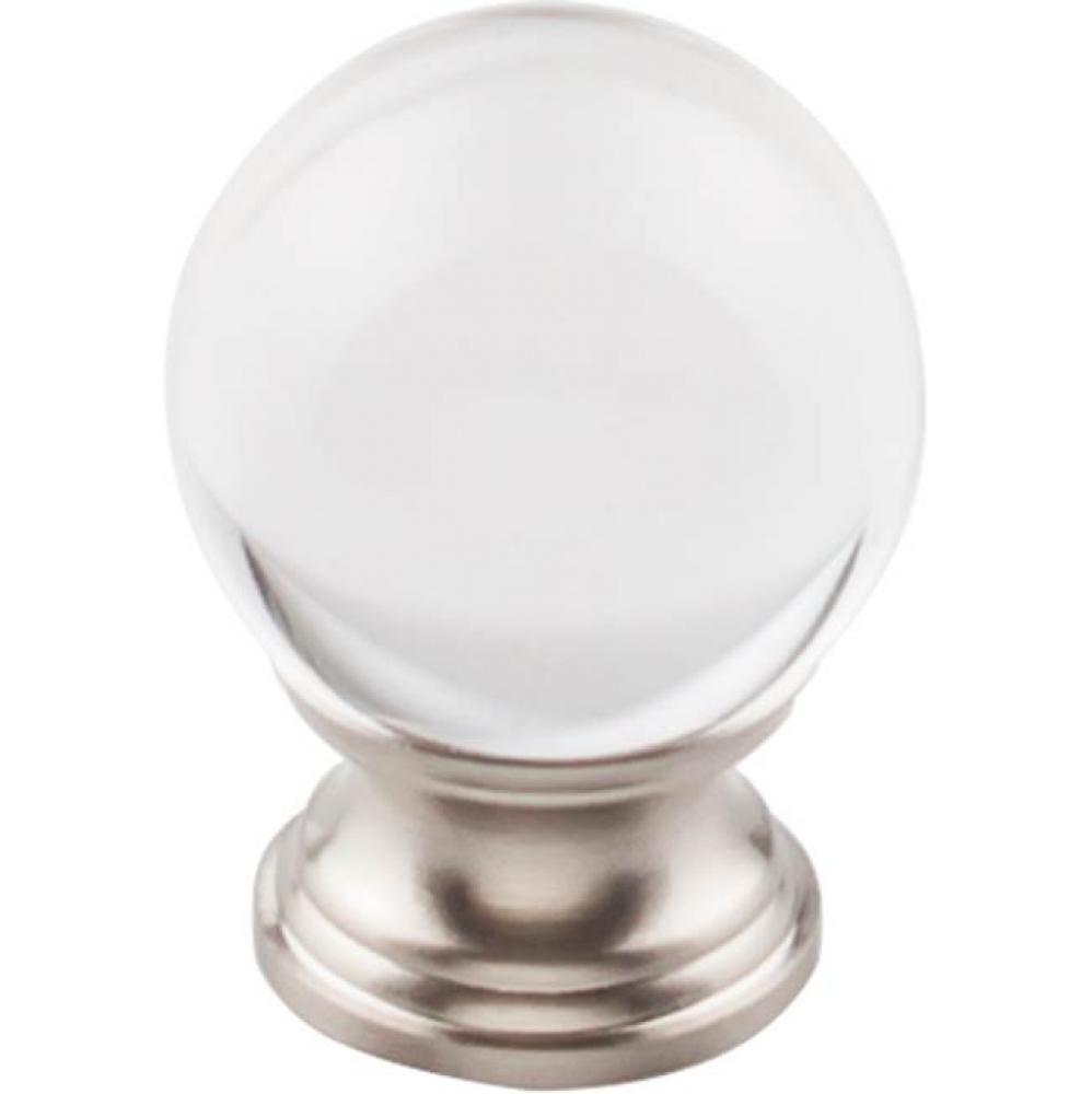 Clarity Clear Glass Knob 1 3/16 Inch Brushed Satin Nickel Base