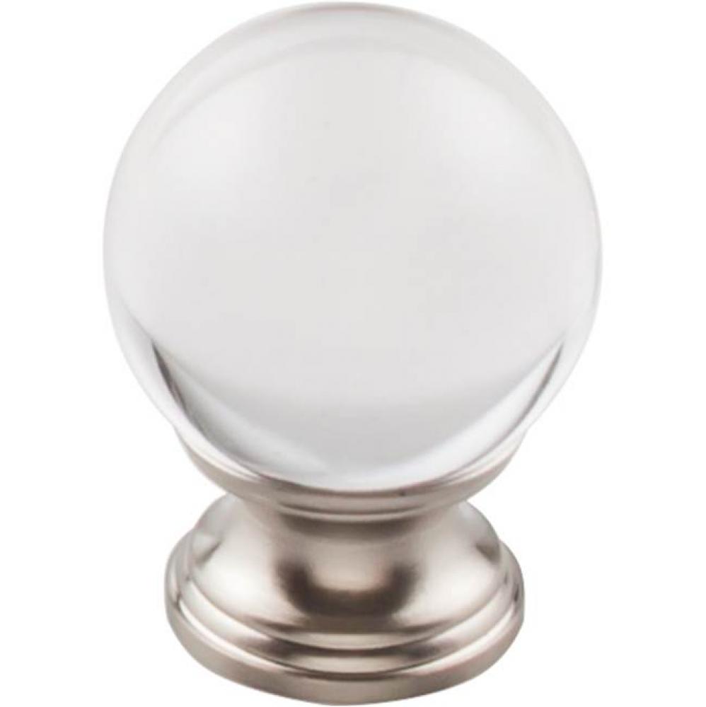 Clarity Clear Glass Knob 1 3/8 Inch Brushed Satin Nickel Base