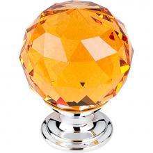 Top Knobs TK112PC - Amber Crystal Knob 1 3/8 Inch Polished Chrome Base