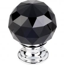 Top Knobs TK116PC - Black Crystal Knob 1 3/8 Inch Polished Chrome Base