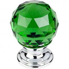 Top Knobs TK119PC - Green Crystal Knob 1 1/8 Inch Polished Chrome Base