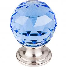 Top Knobs TK123BSN - Blue Crystal Knob 1 1/8 Inch Brushed Satin Nickel Base