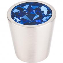 Top Knobs TK131BSN - Blue Crystal Center Knob 1 1/16 Inch Brushed Satin Nickel Shell