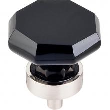 Top Knobs TK137BSN - Black Octagon Crystal Knob 1 3/8 Inch Brushed Satin Nickel Base