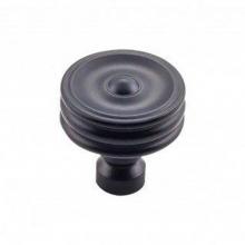 Top Knobs TK881BLK - Brixton Ridged Knob 1 1/4 Inch Flat Black