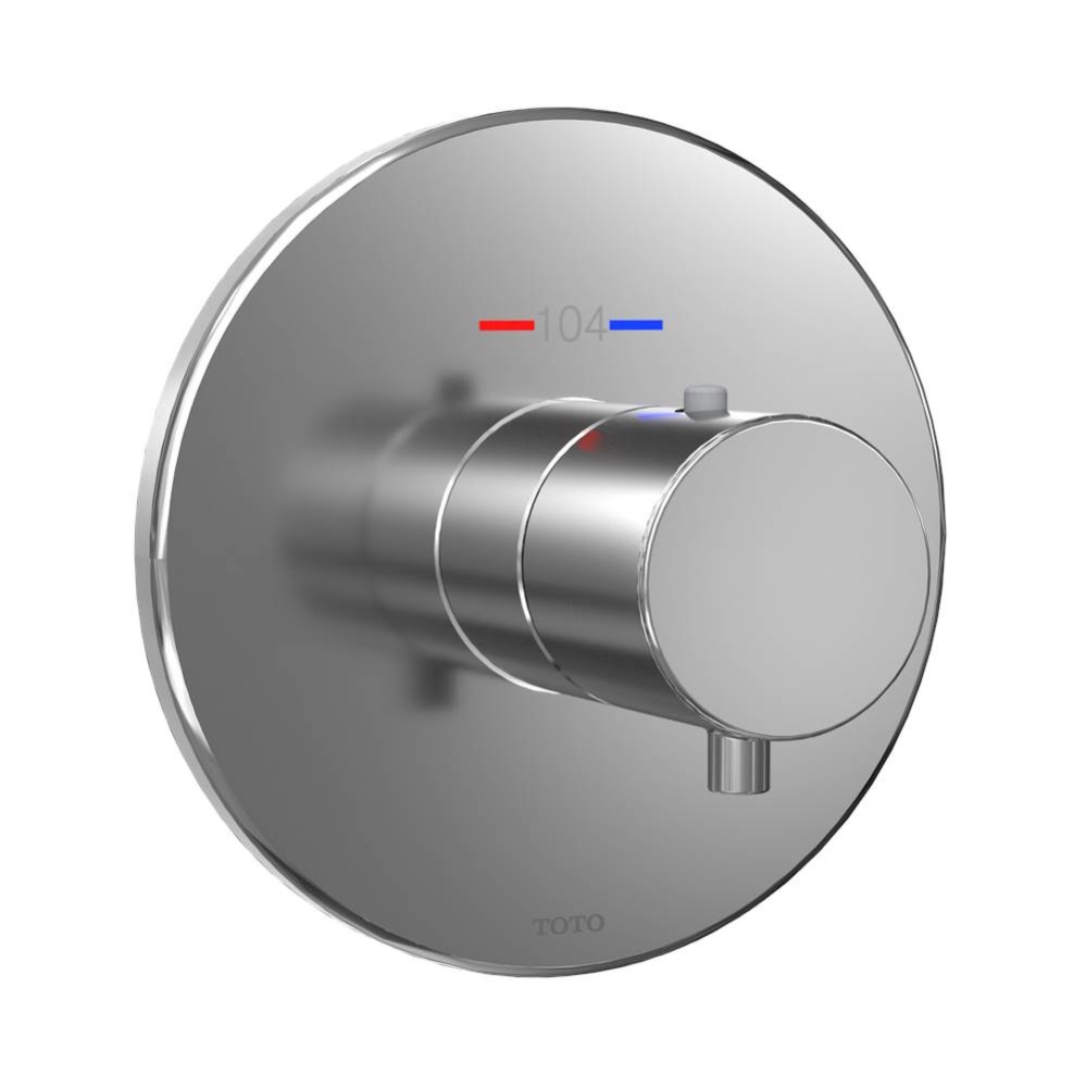 Round Thermostatic Mixing Valve Shower Trim, Polished Chrome