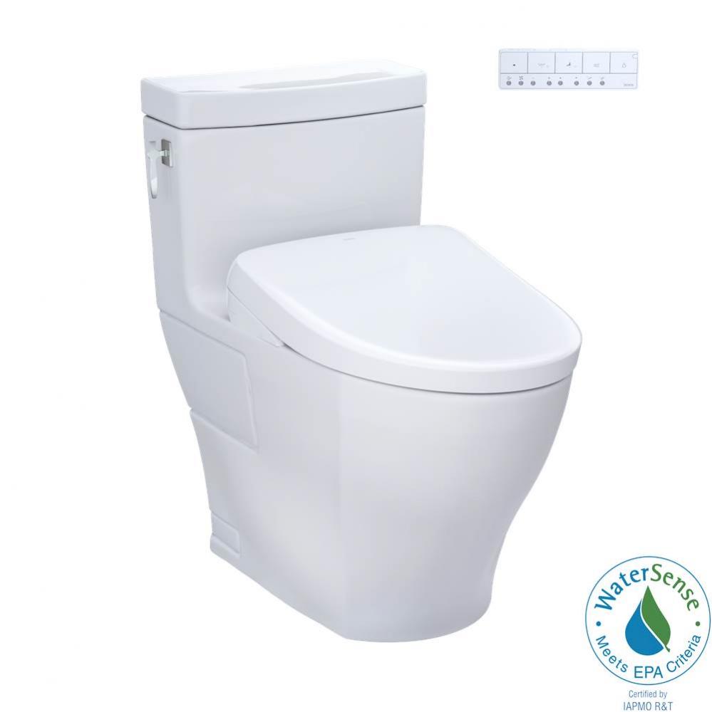 TOTO WASHLET plus Aimes One-Piece Elongated 1.28 GPF Toilet and Contemporary WASHLET S7A Contempor