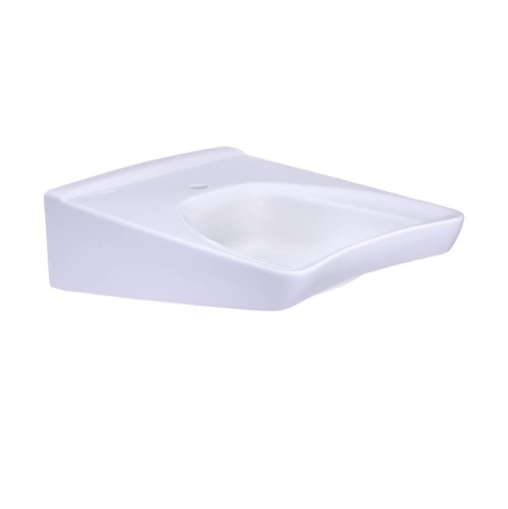 Commercial Wall-Mount Bathroom Sink for Single Hole Faucets, Cotton White