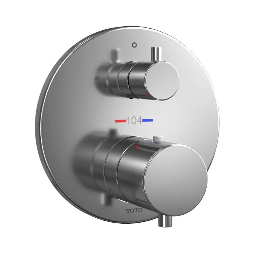 Round Thermostatic Mixing Valve with Volume Control Shower Trim, Polished Chrome