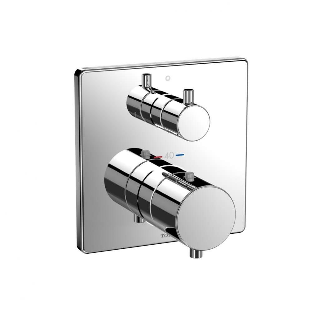 Toto® Square Thermostatic Mixing Valve With Two-Way Diverter Shower Trim, Polished Chrome