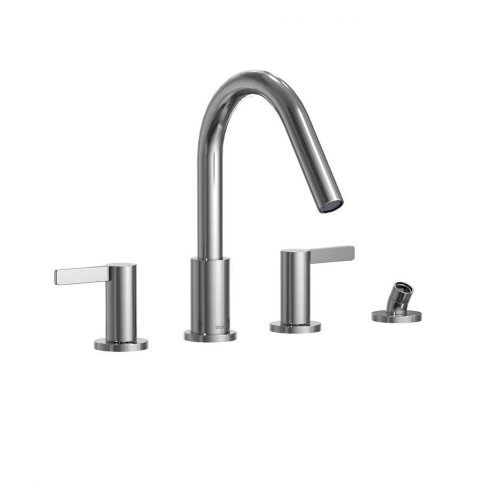 Toto® Gf Two Lever Handle Deck-Mount Roman Tub Filler Trim With Handshower, Polished Chrome