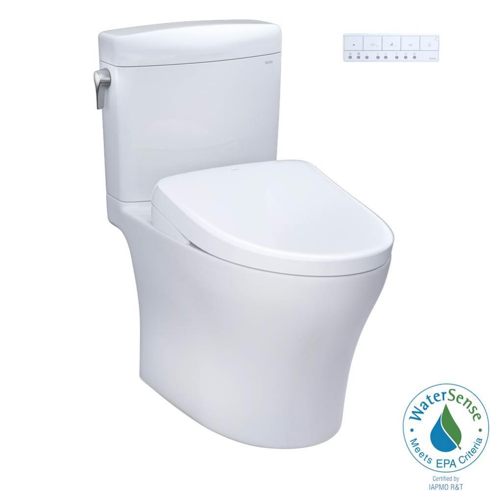 TOTO WASHLET plus Aquia IV Cube Two-Piece Elongated Dual Flush 1.28 and 0.9 GPF Toilet with S7A Co