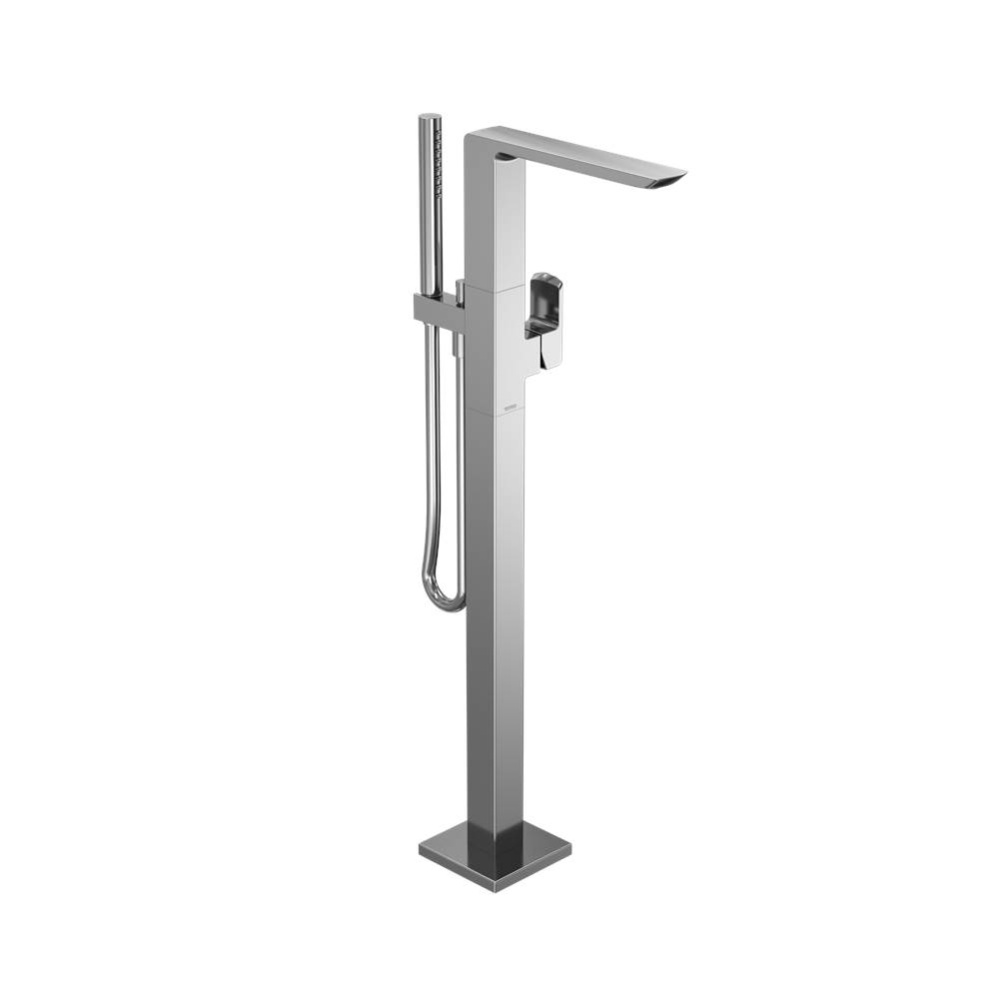 GR Single-Handle Freestanding Tub Filler Faucet with Handshower, Polished Chrome