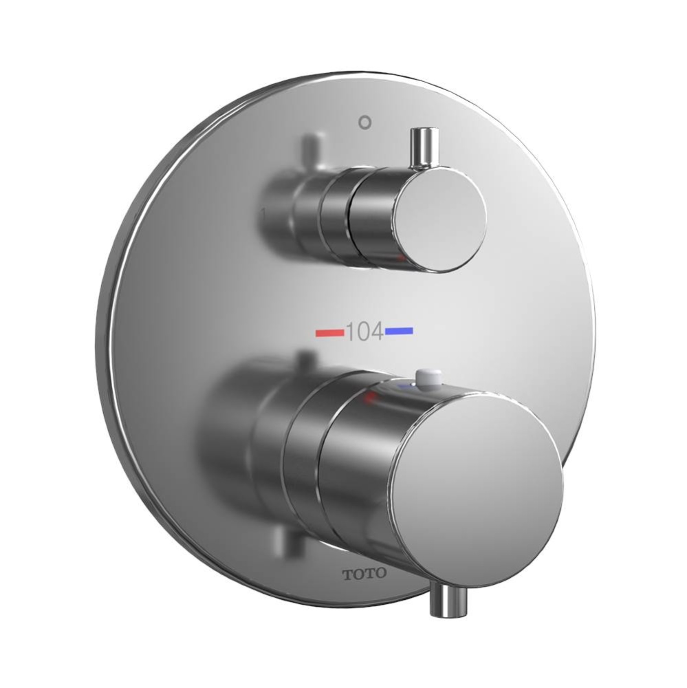 Round Thermostatic Mixing Valve with Two-Way Diverter Shower Trim, Polished Chrome
