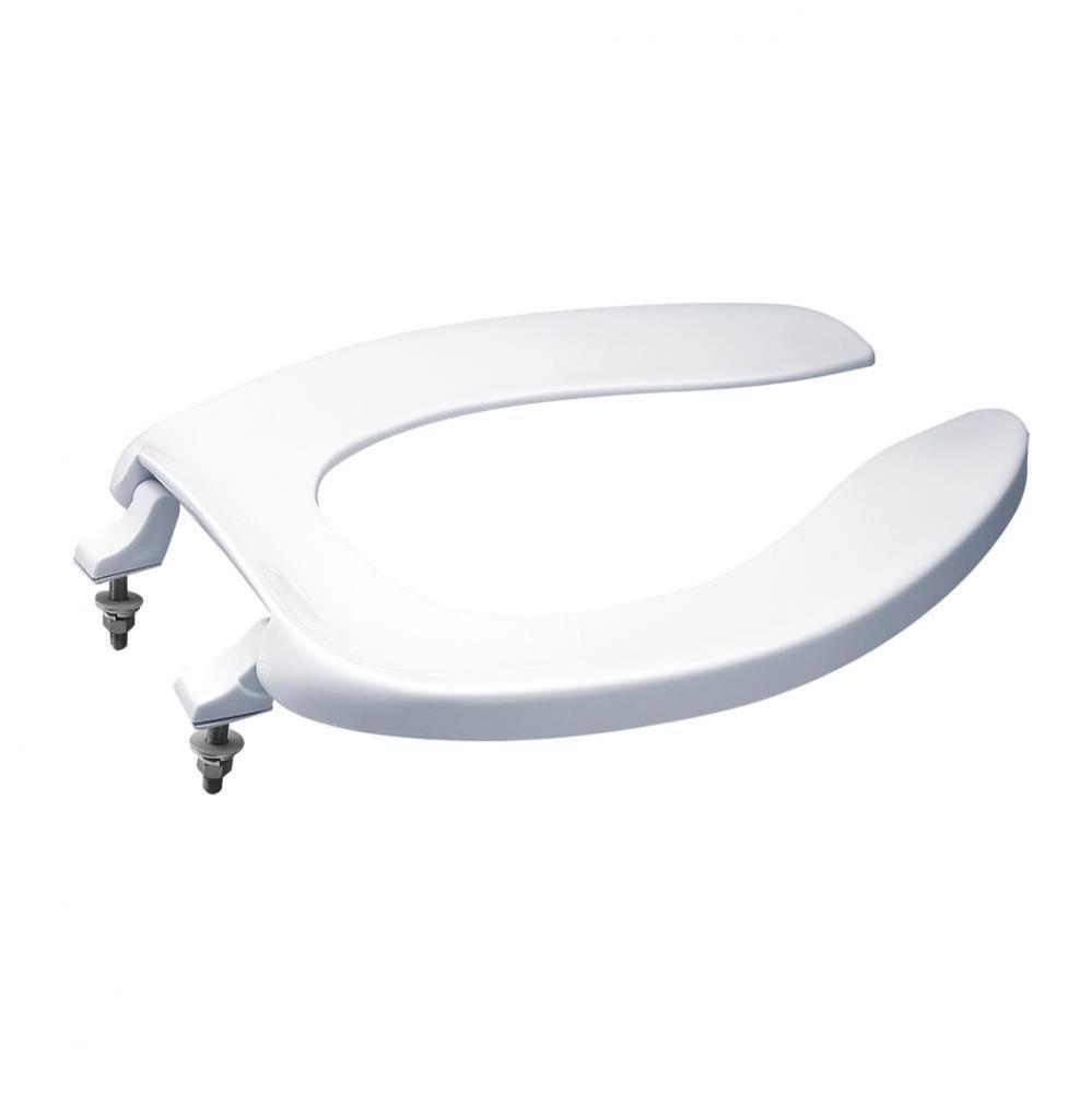 Elongated Open Front Commerical Toilet Seat without Lid, Cotton White