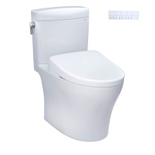 Toto MW4364736CEMFGNA#01 - WASHLET®+ Aquia IV® Cube Two-Piece Elongated Dual Flush 1.28 and 0.9 GPF Toilet with Aut
