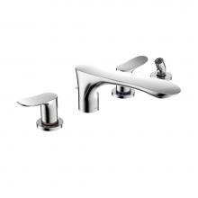 Toto TBG01202U#CP - Toto® Go Two-Handle Deck-Mount Roman Tub Filler Trim With Handshower, Polished Chrome