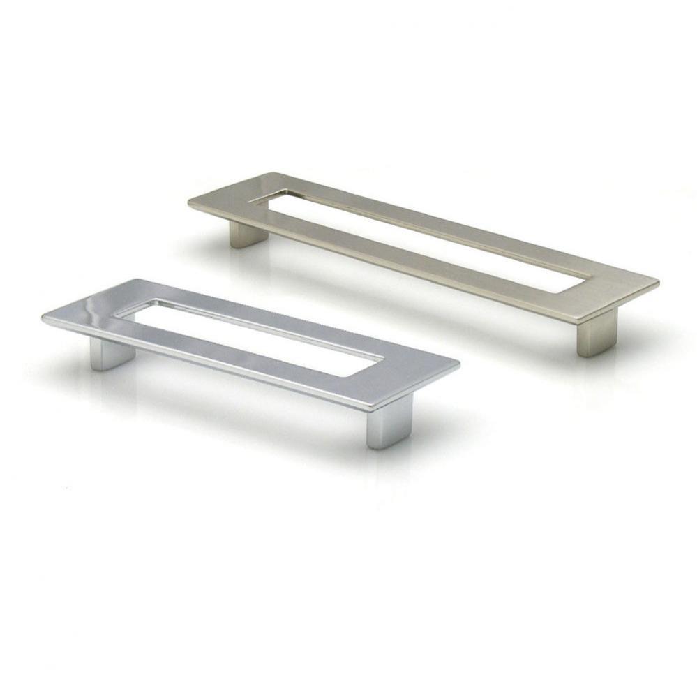 Rectangular Pull With Hole 128mm Polished Satin Nickel