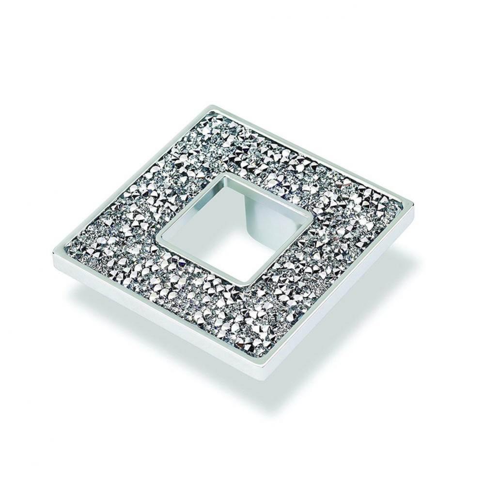 Square Knob With Hole, Chrome Swarovski Crystals