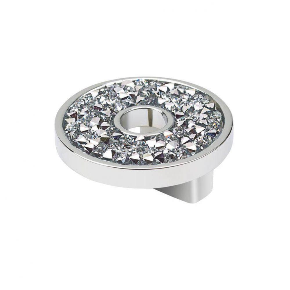 Small Round Knob With Hole, Chrome Swarovski Crystals