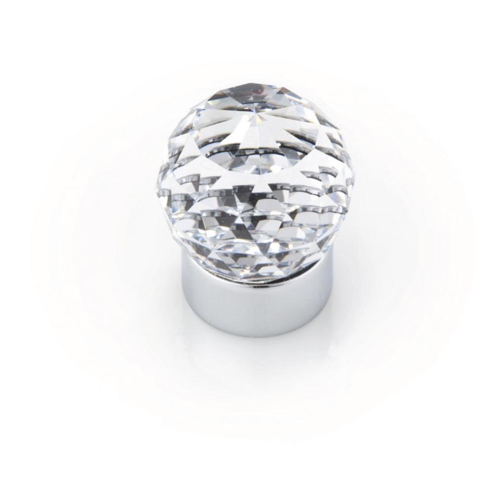 Round Swarovski Crystal Knob, Bright Chrome, 25mm Overall