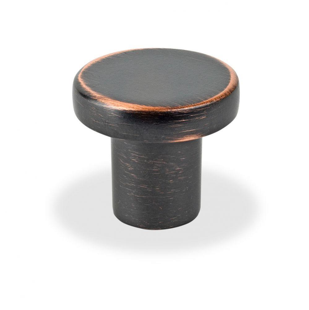 Flat Circular Knob, Brushed Oil Rubbed Bronze, 28mm Overall