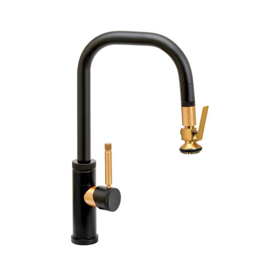 Waterstone Fulton Industrial Prep Size PLP Pulldown Faucet - Angle Spout - Lever Sprayer