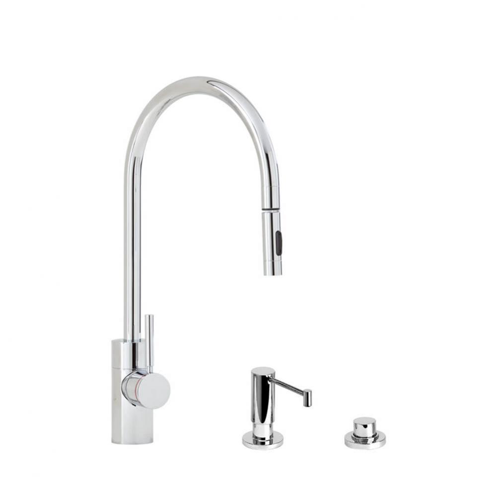 Waterstone Contemporary PLP Pulldown Faucet - Lever Sprayer - 3pc. Suite