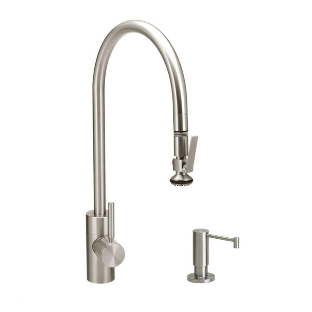Waterstone Contemporary Extended Reach PLP Pulldown Faucet - Lever Sprayer - 2pc. Suite