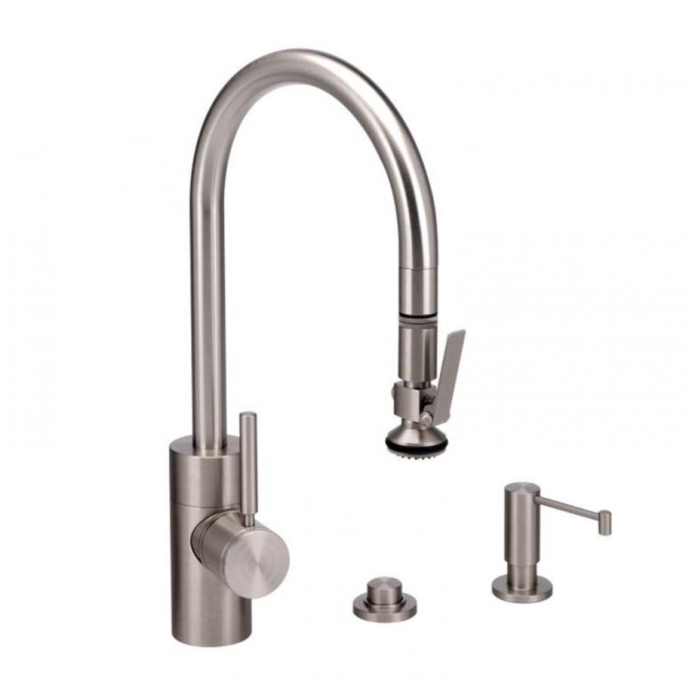 Waterstone Contemporary PLP Pulldown Faucet - Lever Sprayer - 3pc. Suite