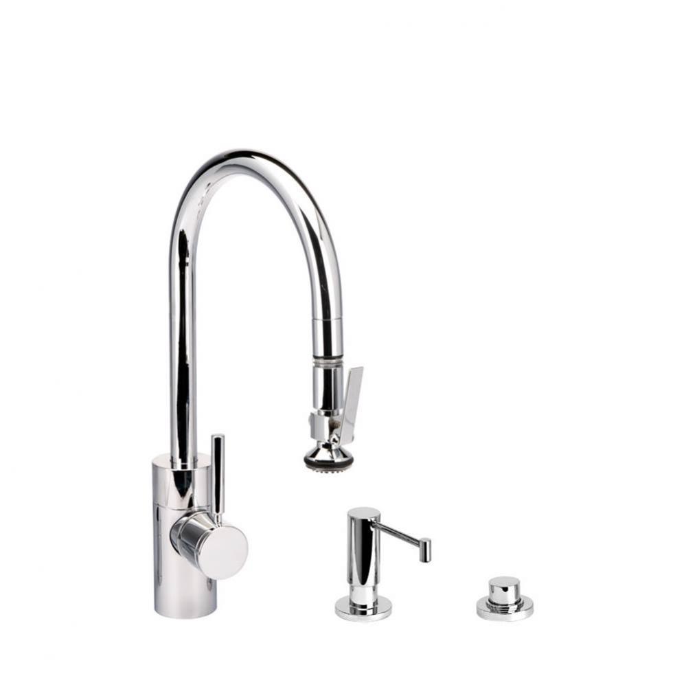 Waterstone Contemporary PLP Pulldown Faucet - Lever Sprayer - 3pc. Suite