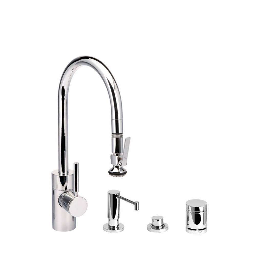 Waterstone Contemporary PLP Pulldown Faucet - Lever Sprayer - 4pc. Suite
