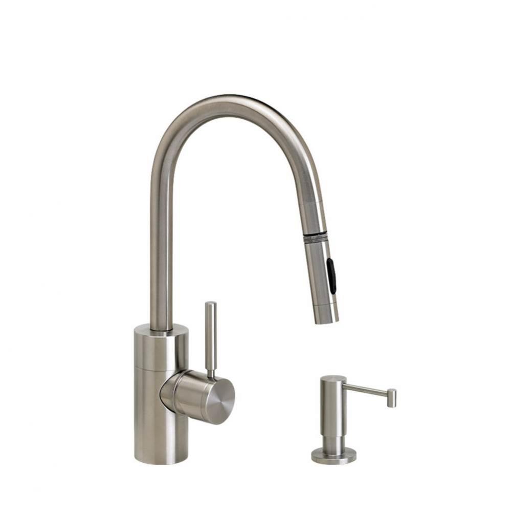 Contemporary Prep Size Plp Pulldown Faucet - Angled Spout - Lever Sprayer - 2Pc. Suite
