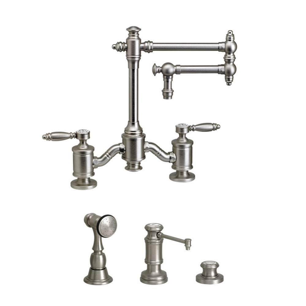 Waterstone Towson Bridge Faucet - 12'' Articulated Spout - Lever Handles - 3pc. Suite