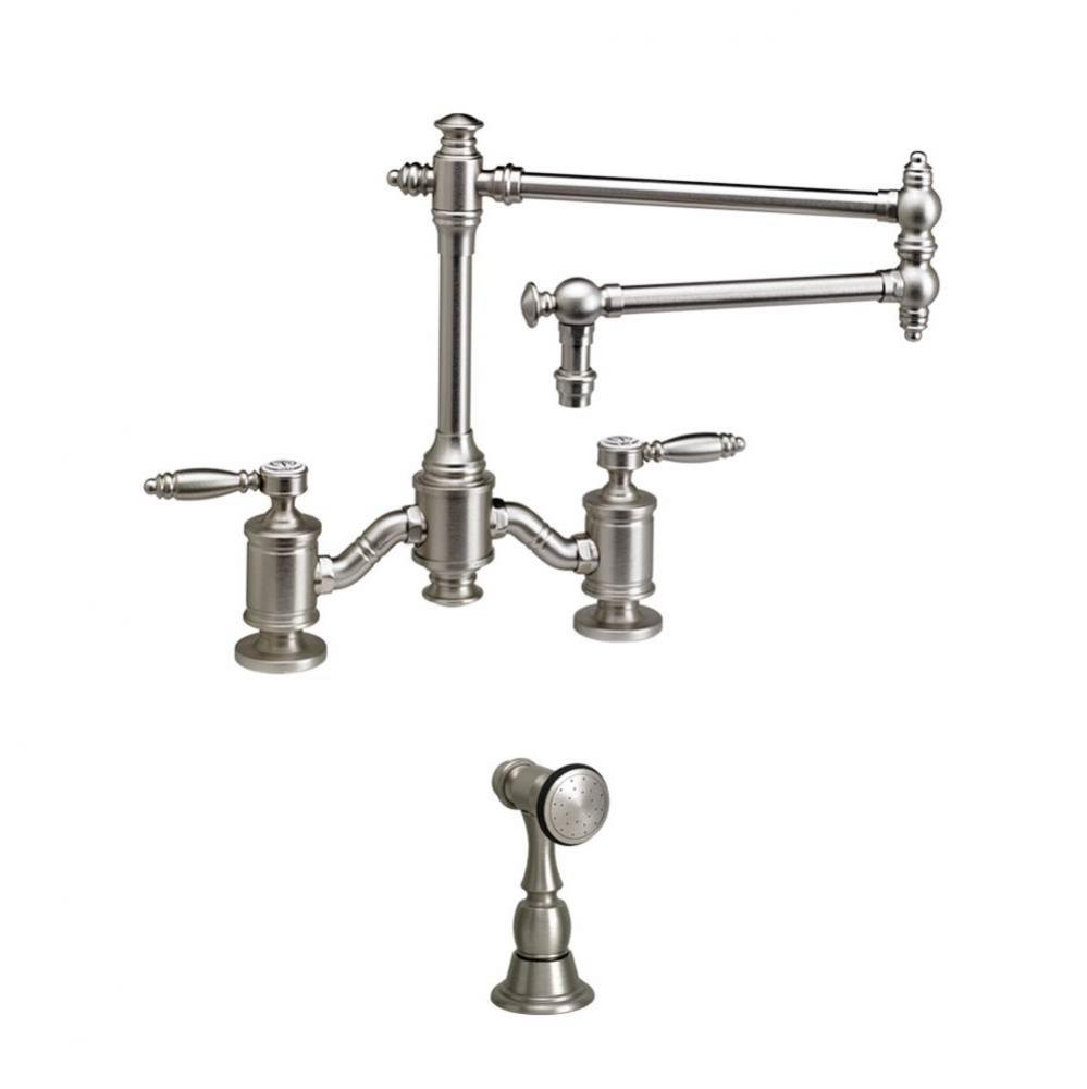 Waterstone Towson Bridge Faucet - 18'' Articulated Spout - Lever Handles w/ Side Spray