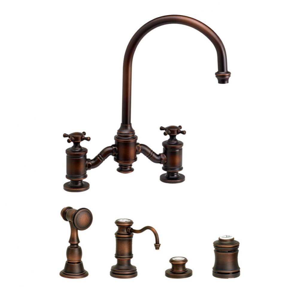 Waterstone Hampton Bridge Faucet - Cross Handles - 4pc. Suite