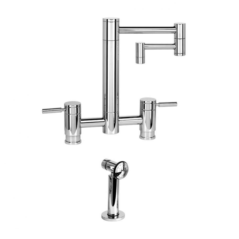Waterstone Hunley Bridge Faucet - 12'' Articulated Spout w/ Side Spray