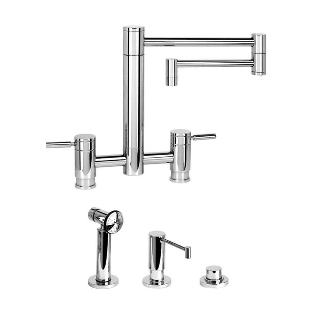 Waterstone Hunley Bridge Faucet - 18'' Articulated Spout - 3pc. Suite