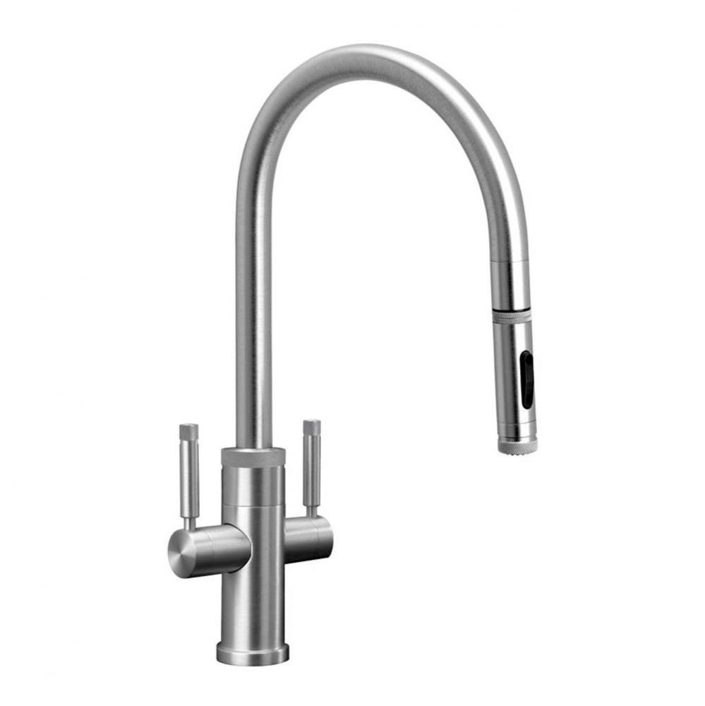 Industrial 2 Handle Pull-Down Kitchen Faucet, Toggle Sprayer