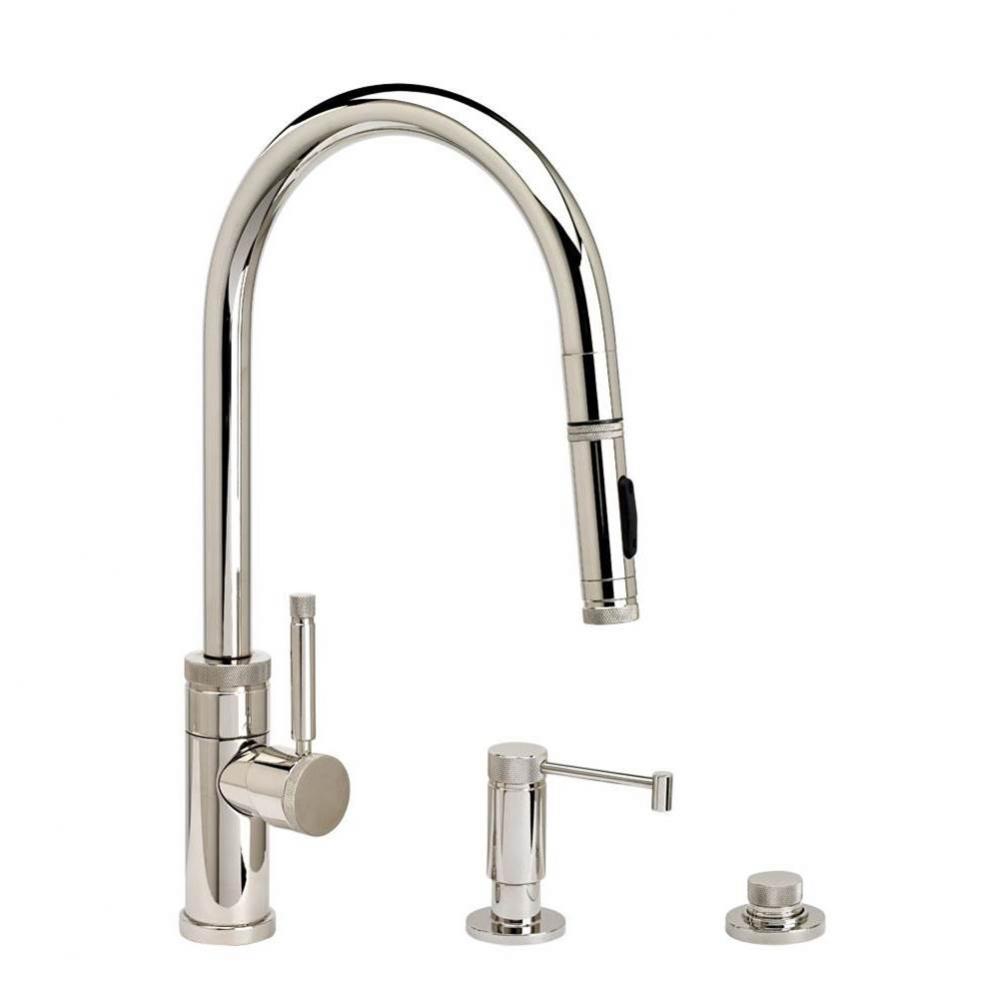 Waterstone Industrial PLP Pulldown Faucet - Toggle Sprayer - Angled Spout - 3pc. Suite