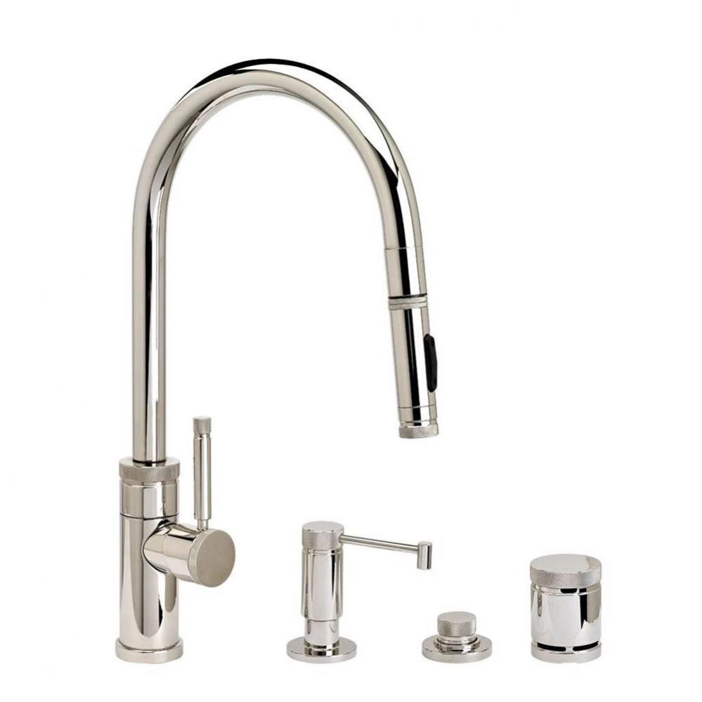 Waterstone Industrial PLP Pulldown Faucet - Toggle Sprayer - Angled Spout - 4pc. Suite